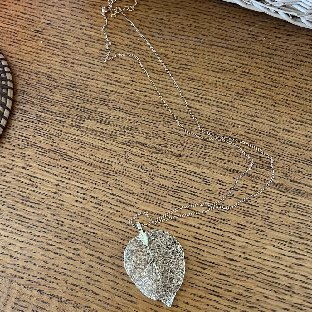 Gold Plated Leaf Necklace - Picture 3 of 3